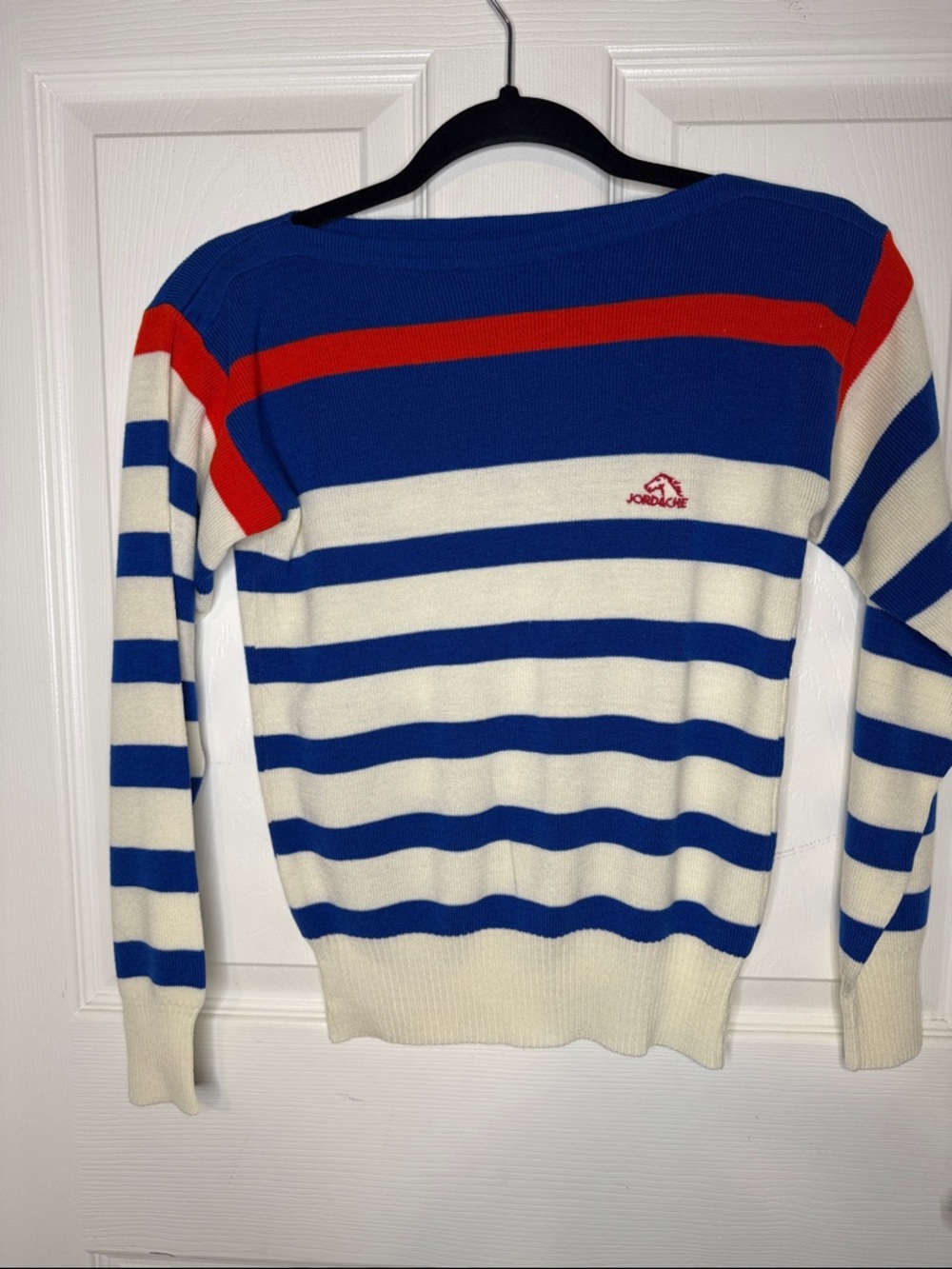 Jordache Blue, White & Red Striped Crewneck Sweater